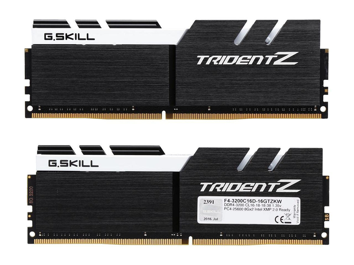 G.SKILL Trident Z Black/White 8GB (1 x 8GB) DDR4 3200MHz Desktop Gaming RAM for PC - F4-3200C16D-16GTZKW
