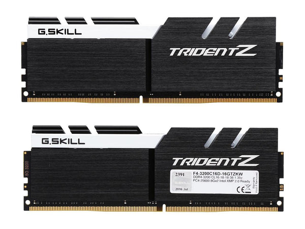 G.SKILL Trident Z Black/White 8GB (1 x 8GB) DDR4 3200MHz Desktop Gaming RAM for PC - F4-3200C16D-16GTZKW